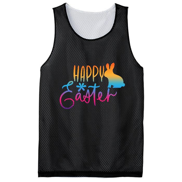 Rainbow Happy Easter Bunny Mesh Reversible Basketball Jersey Tank