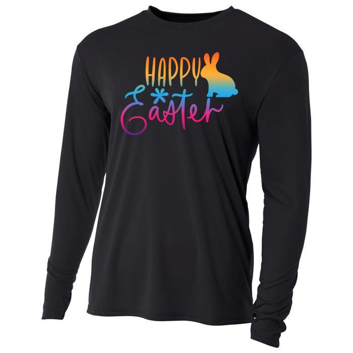 Rainbow Happy Easter Bunny Cooling Performance Long Sleeve Crew