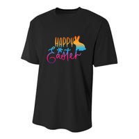 Rainbow Happy Easter Bunny Youth Performance Sprint T-Shirt