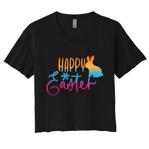 Rainbow Happy Easter Bunny Crop Top