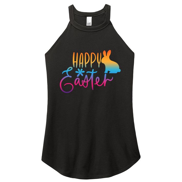 Rainbow Happy Easter Bunny Women's Perfect Tri Rocker Tank