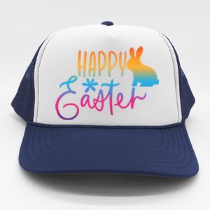 Rainbow Happy Easter Bunny Trucker Hat