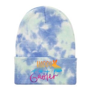 Rainbow Happy Easter Bunny Tie Dye 12in Knit Beanie