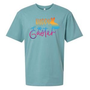 Rainbow Happy Easter Bunny Sueded Cloud Jersey T-Shirt