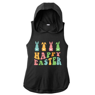 Retro Happy Easter Cute Bunny Rabbits Funny Easter Day Cute Gift Ladies PosiCharge Tri-Blend Wicking Draft Hoodie Tank