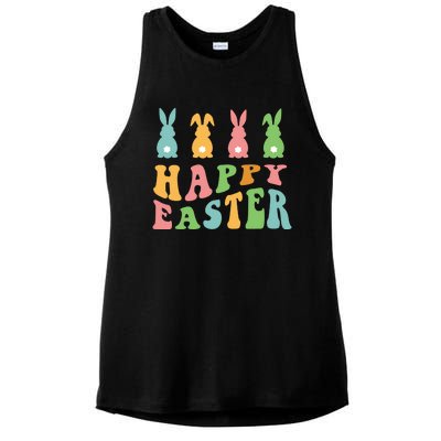 Retro Happy Easter Cute Bunny Rabbits Funny Easter Day Cute Gift Ladies PosiCharge Tri-Blend Wicking Tank