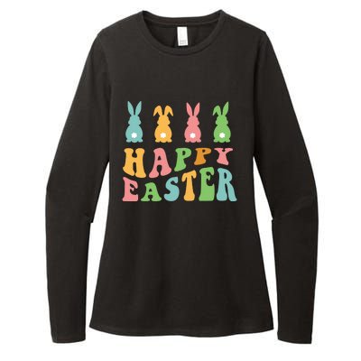 Retro Happy Easter Cute Bunny Rabbits Funny Easter Day Cute Gift Womens CVC Long Sleeve Shirt