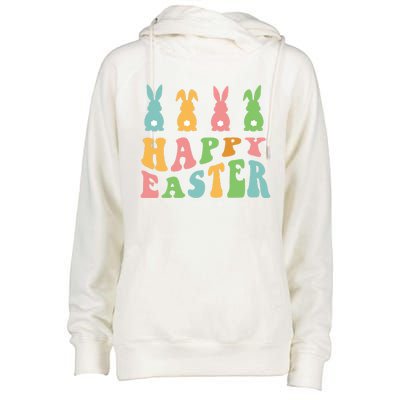 Retro Happy Easter Cute Bunny Rabbits Funny Easter Day Cute Gift Womens Funnel Neck Pullover Hood