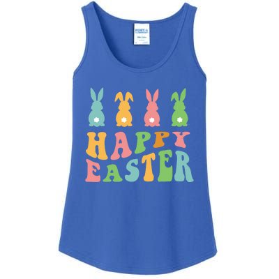 Retro Happy Easter Cute Bunny Rabbits Funny Easter Day Cute Gift Ladies Essential Tank