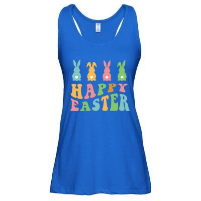 Retro Happy Easter Cute Bunny Rabbits Funny Easter Day Cute Gift Ladies Essential Flowy Tank