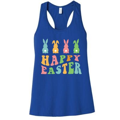 Retro Happy Easter Cute Bunny Rabbits Funny Easter Day Cute Gift Women's Racerback Tank