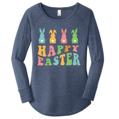 Retro Happy Easter Cute Bunny Rabbits Funny Easter Day Cute Gift Women's Perfect Tri Tunic Long Sleeve Shirt