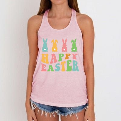 Retro Happy Easter Cute Bunny Rabbits Funny Easter Day Cute Gift Women's Knotted Racerback Tank