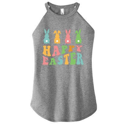 Retro Happy Easter Cute Bunny Rabbits Funny Easter Day Cute Gift Women’s Perfect Tri Rocker Tank