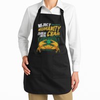 Reject Humanity Evolve Into Crab Funny Crab Retro Crab Full-Length Apron With Pockets