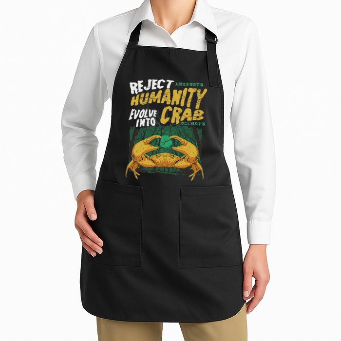 Reject Humanity Evolve Into Crab Funny Crab Retro Crab Full-Length Apron With Pockets