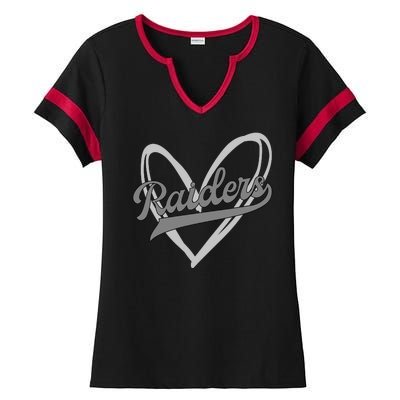 Raiders Heart Football Lover Ladies Halftime Notch Neck Tee