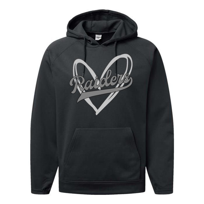 Raiders Heart Football Lover Performance Fleece Hoodie