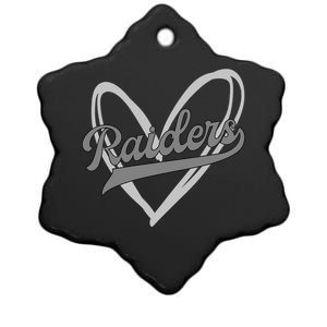 Raiders Heart Football Lover Ceramic Star Ornament