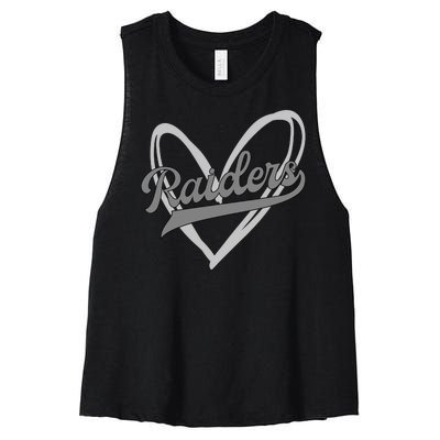 Raiders Heart Football Lover Women's Racerback Cropped Tank