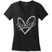 Raiders Heart Football Lover Women's V-Neck T-Shirt