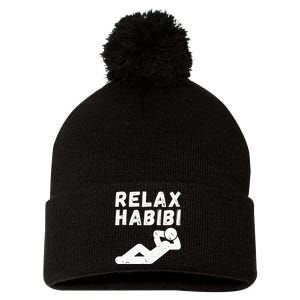 Relax habibi funny design for arab immigrant arab Roots Pom Pom 12in Knit Beanie