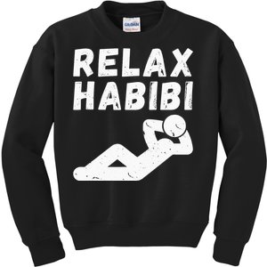 Relax habibi funny design for arab immigrant arab Roots Kids Sweatshirt