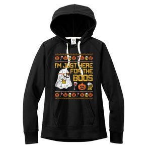 Retro Here For The Boos Ghost Halloween Costume Party Women's Fleece Hoodie