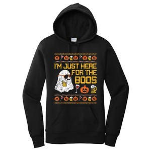 Retro Here For The Boos Ghost Halloween Costume Party Women's Pullover Hoodie