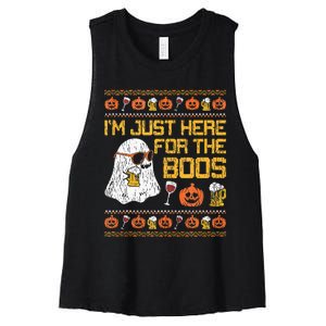 Retro Here For The Boos Ghost Halloween Costume Party Women's Racerback Cropped Tank