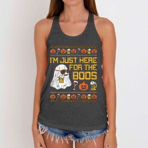 Retro Here For The Boos Ghost Halloween Costume Party Women's Knotted Racerback Tank