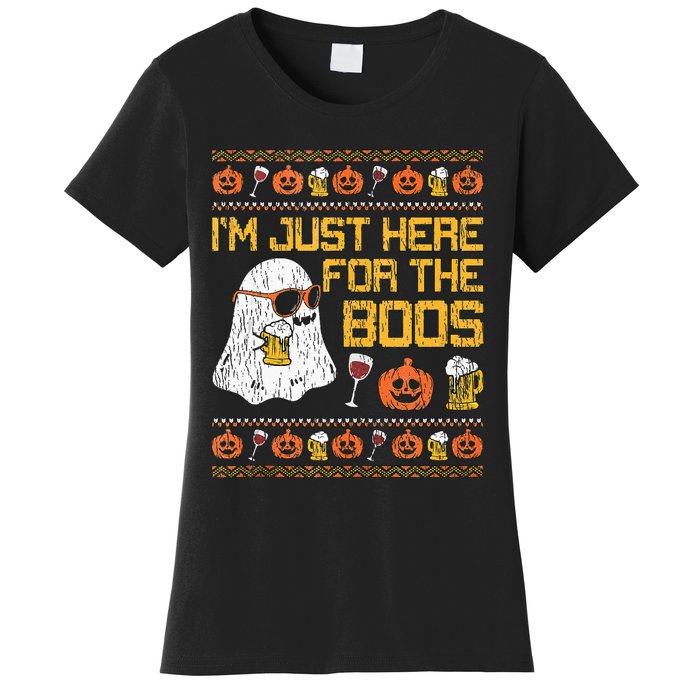 Retro Here For The Boos Ghost Halloween Costume Party Women's T-Shirt