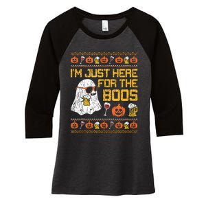 Retro Here For The Boos Ghost Halloween Costume Party Women's Tri-Blend 3/4-Sleeve Raglan Shirt