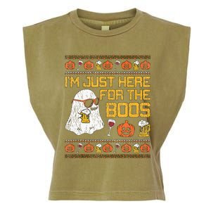 Retro Here For The Boos Ghost Halloween Costume Party Garment-Dyed Women's Muscle Tee