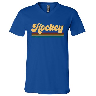 Retro Hockey Funny Hockey Player Vintage V-Neck T-Shirt