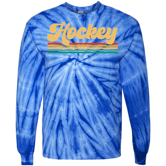 Retro Hockey Funny Hockey Player Vintage Tie-Dye Long Sleeve Shirt