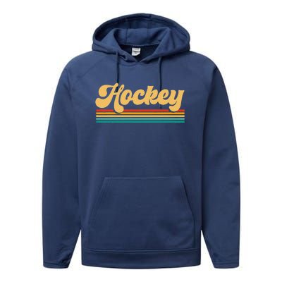 Retro Hockey Funny Hockey Player Vintage Performance Fleece Hoodie