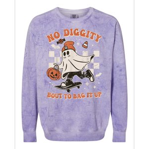 Retro Halloween Funny Ghost No Diggity Bout To Bag It Up Gift Colorblast Crewneck Sweatshirt