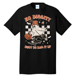 Retro Halloween Funny Ghost No Diggity Bout To Bag It Up Gift Tall T-Shirt