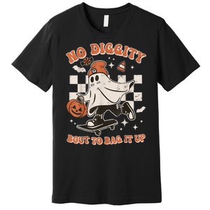 Retro Halloween Funny Ghost No Diggity Bout To Bag It Up Gift Premium T-Shirt