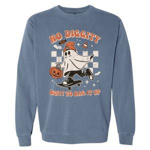 Retro Halloween Funny Ghost No Diggity Bout To Bag It Up Gift Garment-Dyed Sweatshirt