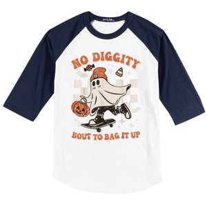 Retro Halloween Funny Ghost No Diggity Bout To Bag It Up Gift Baseball Sleeve Shirt