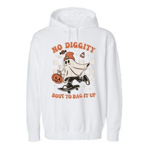 Retro Halloween Funny Ghost No Diggity Bout To Bag It Up Gift Garment-Dyed Fleece Hoodie