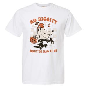 Retro Halloween Funny Ghost No Diggity Bout To Bag It Up Gift Garment-Dyed Heavyweight T-Shirt