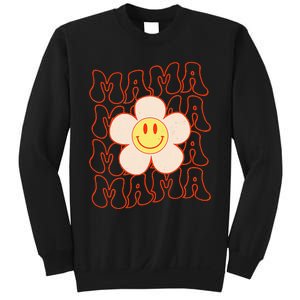 Retro Happy Face Mama Groovy Daisy Flower Smile Face Trendy Sweatshirt