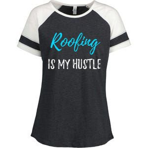 Roofing Hustle Funny Contractor or Roofer Gift Idea Enza Ladies Jersey Colorblock Tee