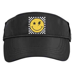 Retro Happy Face Checkered Pattern Smile Face Trendy Smiling Adult Drive Performance Visor