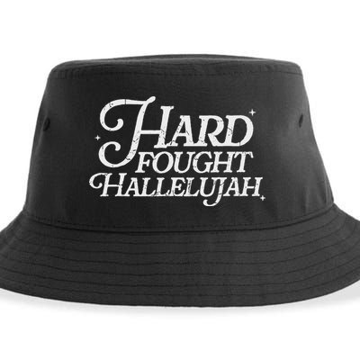 Retro Hard Fought Hallelujah Bible Verse Christian Jesus Sustainable Bucket Hat