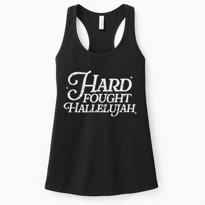 Retro Hard Fought Hallelujah Bible Verse Christian Jesus Womens Tank Top