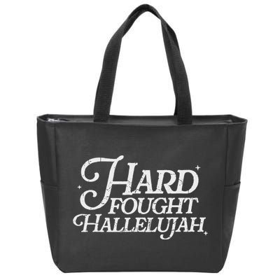 Retro Hard Fought Hallelujah Bible Verse Christian Jesus Zip Tote Bag